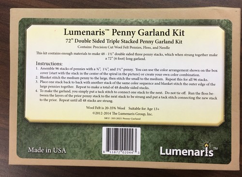 Felted Wool Penny Garland Kit by Lumenaris