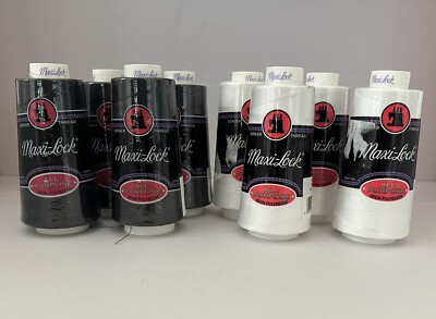 Maxi-Lock Serger Thread - Lot of 4 Black & 4 White NEW 300 YARDS PER ROLL