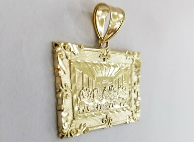 Pre-owned Globalwatches10 10k Last Supper Charm With Real Gold Miami Cuban Chain 24inch 5mm 10kt Gold Set