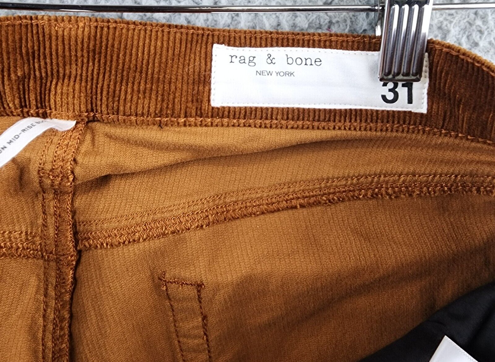 rag & bone Peyton Mid Rise Corduroy Bootcut Jeans 31 Gold Button Zip Closure - Picture 8 of 16