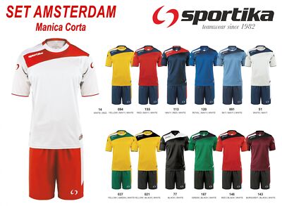 Completo Calcio Calcetto Manica Corta SPORTIKA SET AMSTERDAM 13 Colori a  scelta | eBay