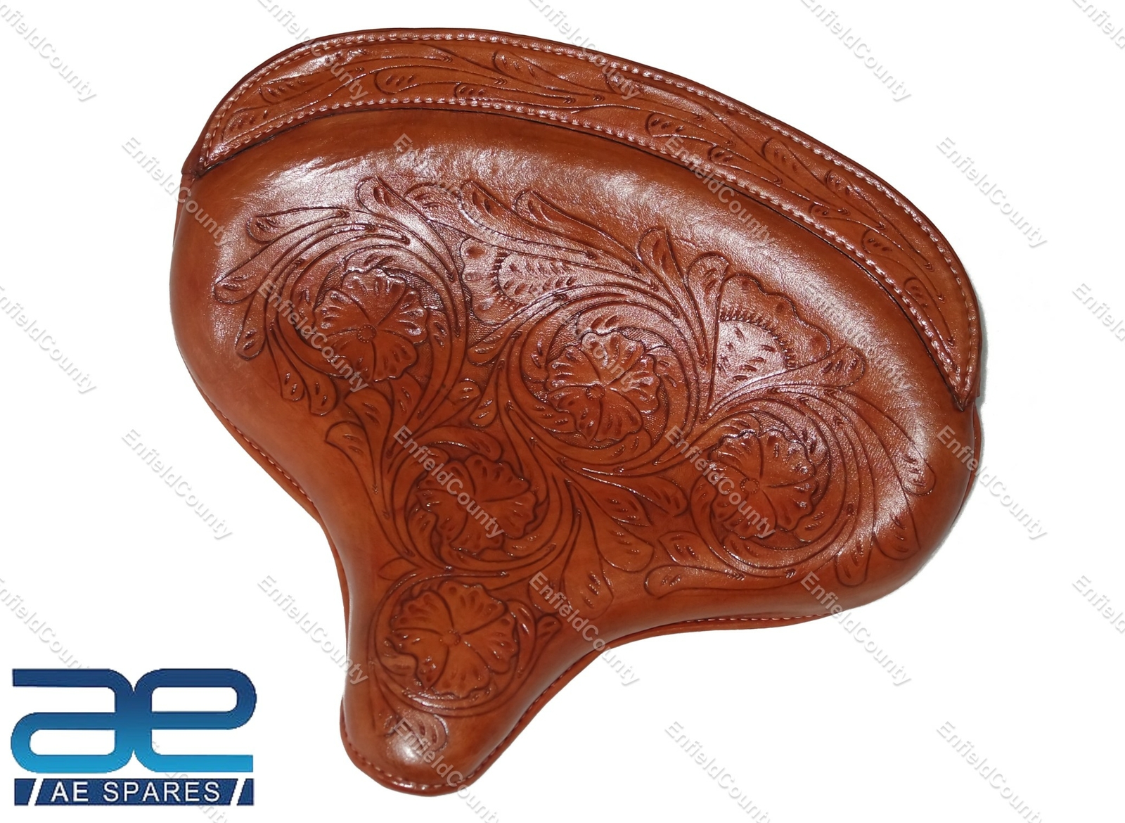 For HARLEY WLA WLC VL WL Knucklehead Brown Leather Flower carved Solo Seat 