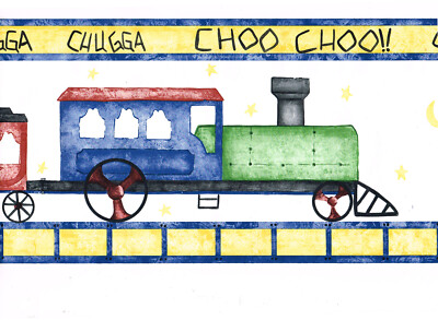 Choo Choo Chugga Train Children's Nursery Room Kids Wallpaper Border