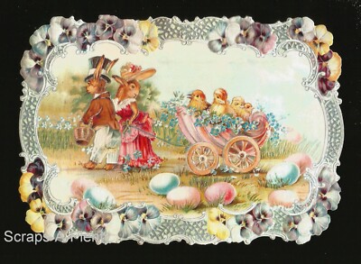 German Embossed Vintage Style Scrap Die Cut - Large Easter Bunny  BK5111