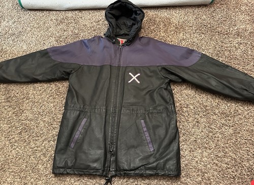 Vintage On Deman Corp Leather Jacket Black Purple “World