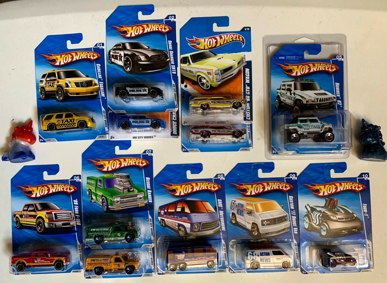 Hot Wheels 2010 HW City Works set 1-3 & 5-10 with color