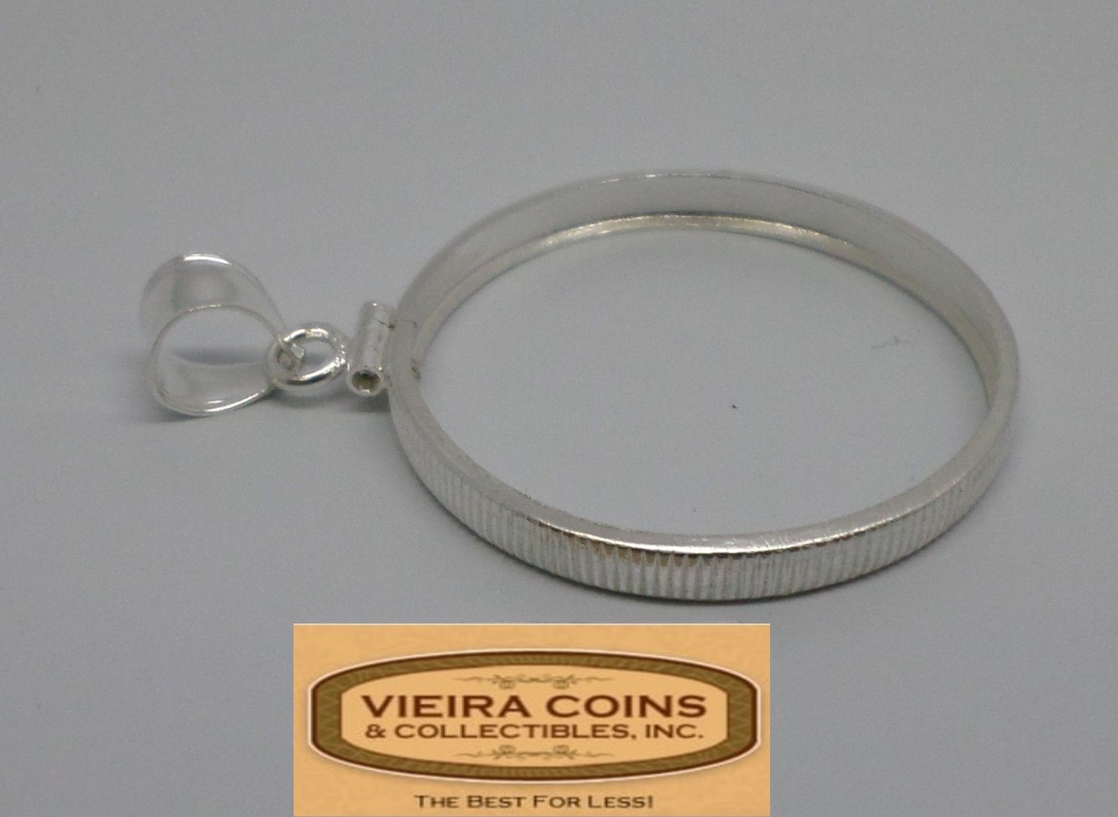 925 Silver U.S SMALL DOLLAR  26 mm Coin Bezel Frame Reeded Edge Mount Bail-#B099