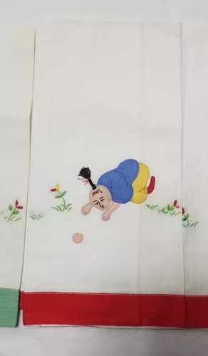 Vintage Oriental japan Finger Towels Embroidered