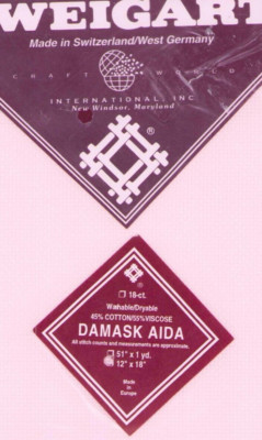 Cross stitch fabric 18 count Zweigart Damask  12x18'' Pink Germany