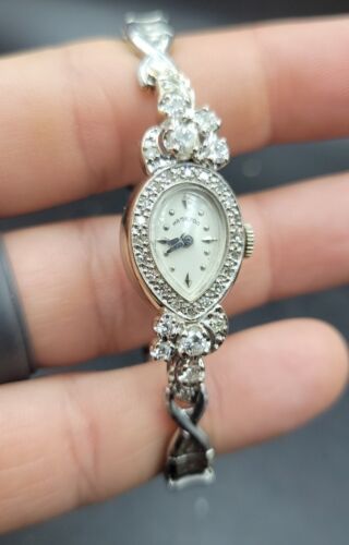Stunning Vintage Ladies 14K White Gold & Diamond Hamilton Stunning Vintage Ladies 14K White Gold & Diamond Hamilton