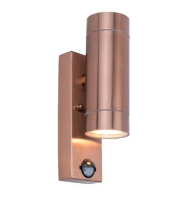 Lutec 5510809306 Rado Outdoor Up & Down Wall Light with PIR - Copper