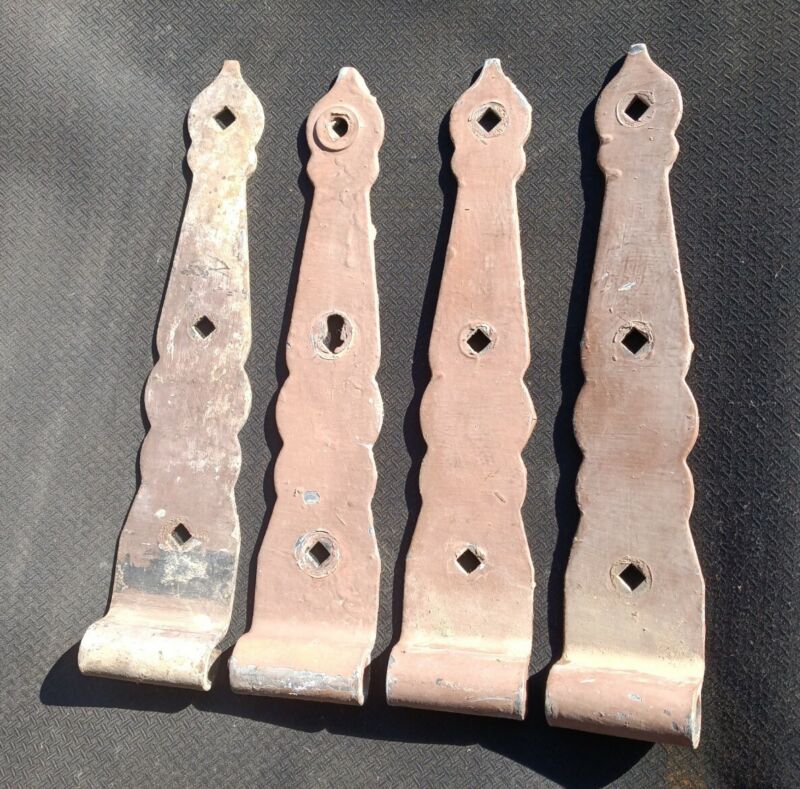 FOUR MATCHING GOTHIC STYLE  BARN/GATE HINGE STRAPS 12"