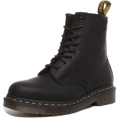 Pre-owned Greasy Dr Martens 1460  Unisex Leather Ankle Boots In Black Size Us 4 - 12