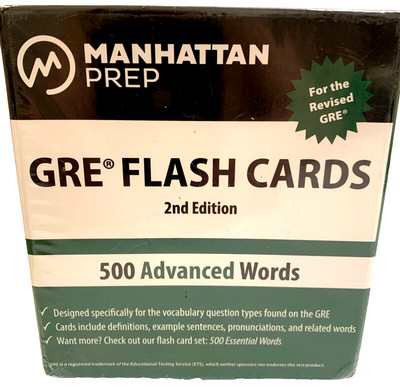 Manhattan Prep GRE Flash Cards 2nd Ed. 500 Advanced Words Sealed w/ Binder Ring