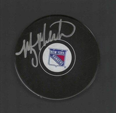 Manny Malhotra Signed New York Rangers Puck