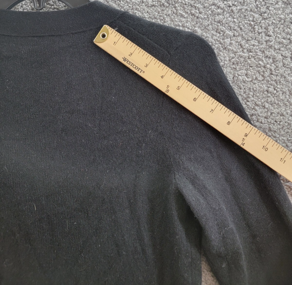C by Bloomingdale's Cashmere Grandfather Cardigan Women's M Black Button Front - Picture 17 of 18