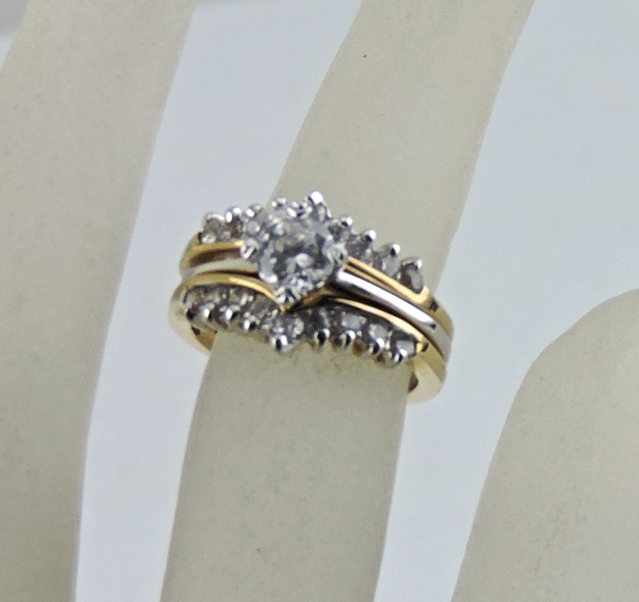 VINTAGE WOMEN'S RING 18K GOLD PLATED ENGAGEMENT STYLE DETACHABLE SOLITAIRE CZ
