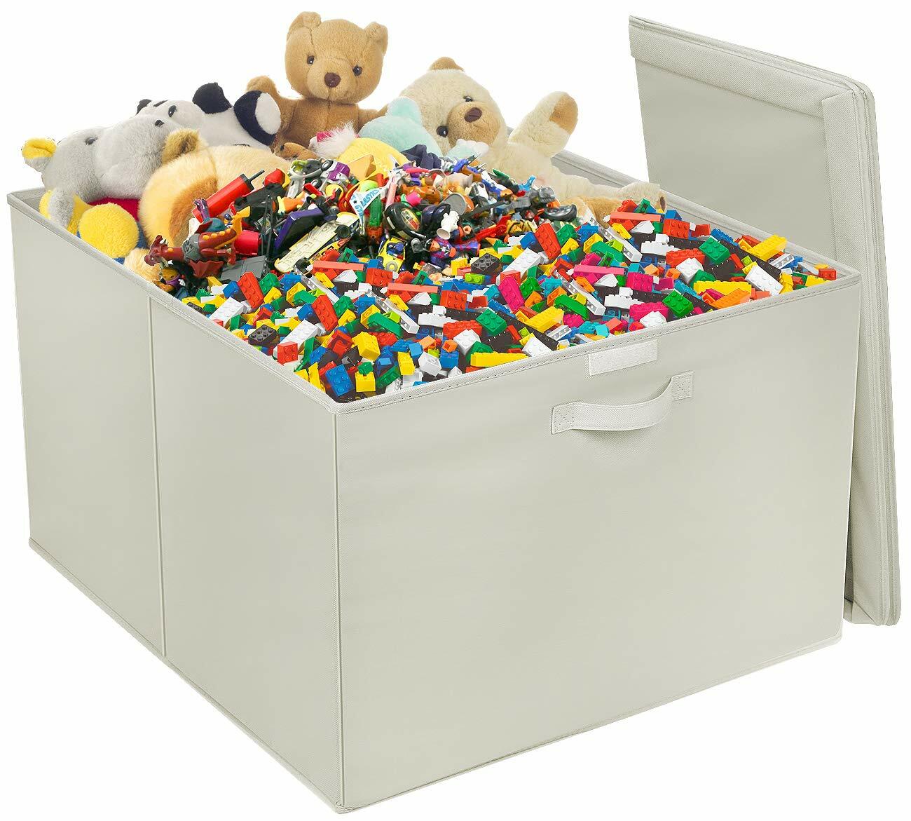 Toy Box Storage Organizer Bench Chest Flip-Top Lid,