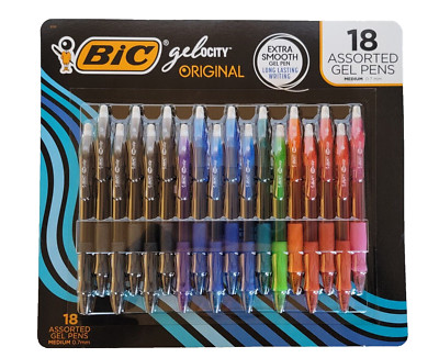 18 Count Bic Gelocity Assorted Gel Pens Retractable Medium Point 0.7mm New