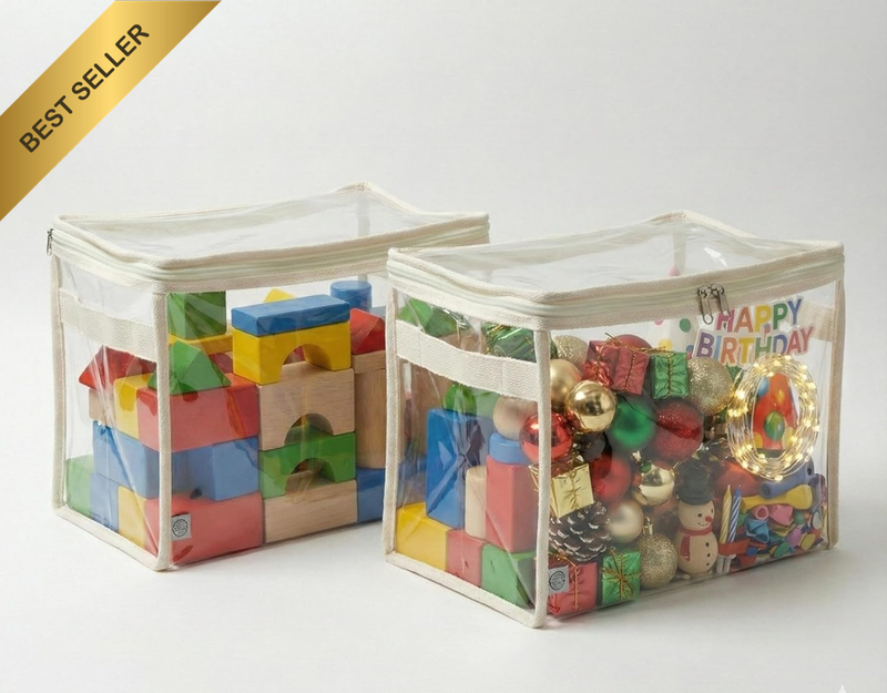 Clear Household Organiser, Pack of 2 Transparent TPU Organiser with Lid & Mesh P