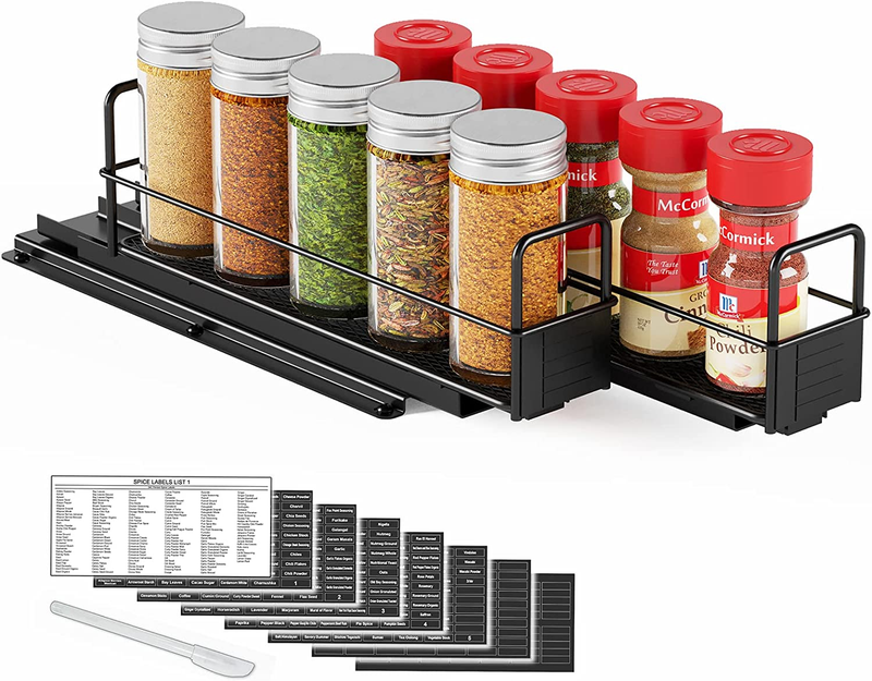 Pull Out Spice Rack Organizer for Cabinet, Heavy Duty Slide Out Seasoning Kitche
