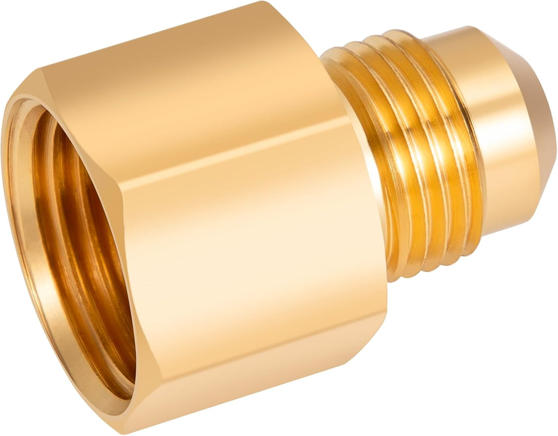 2PCS Flare Brass Tube Fitting, Coupling Gas Adapter 3/8" Flare x 1/2" Female NPT