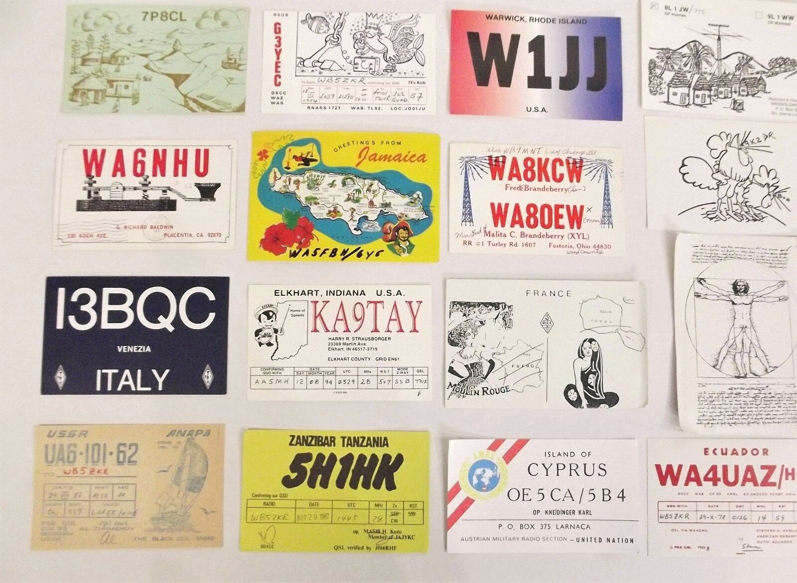 Ham Radio QSL Cards Vintage 100 Mixed Lot Postcards? International & USA #201HRL