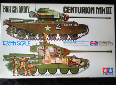 Vintage and rare 1/25 Tamiya CENTURION MKIII British Army Tank model kit.