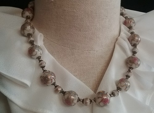Antique Venetian wedding cake bridal glass bead Murano Art Deco Victorian 19