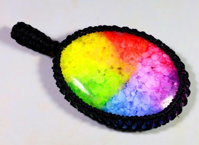 72 CT MACRAME OVAL PENDANT 100% NATURAL MULTI SOLAR QUARTZ GEMSTONE AA-530