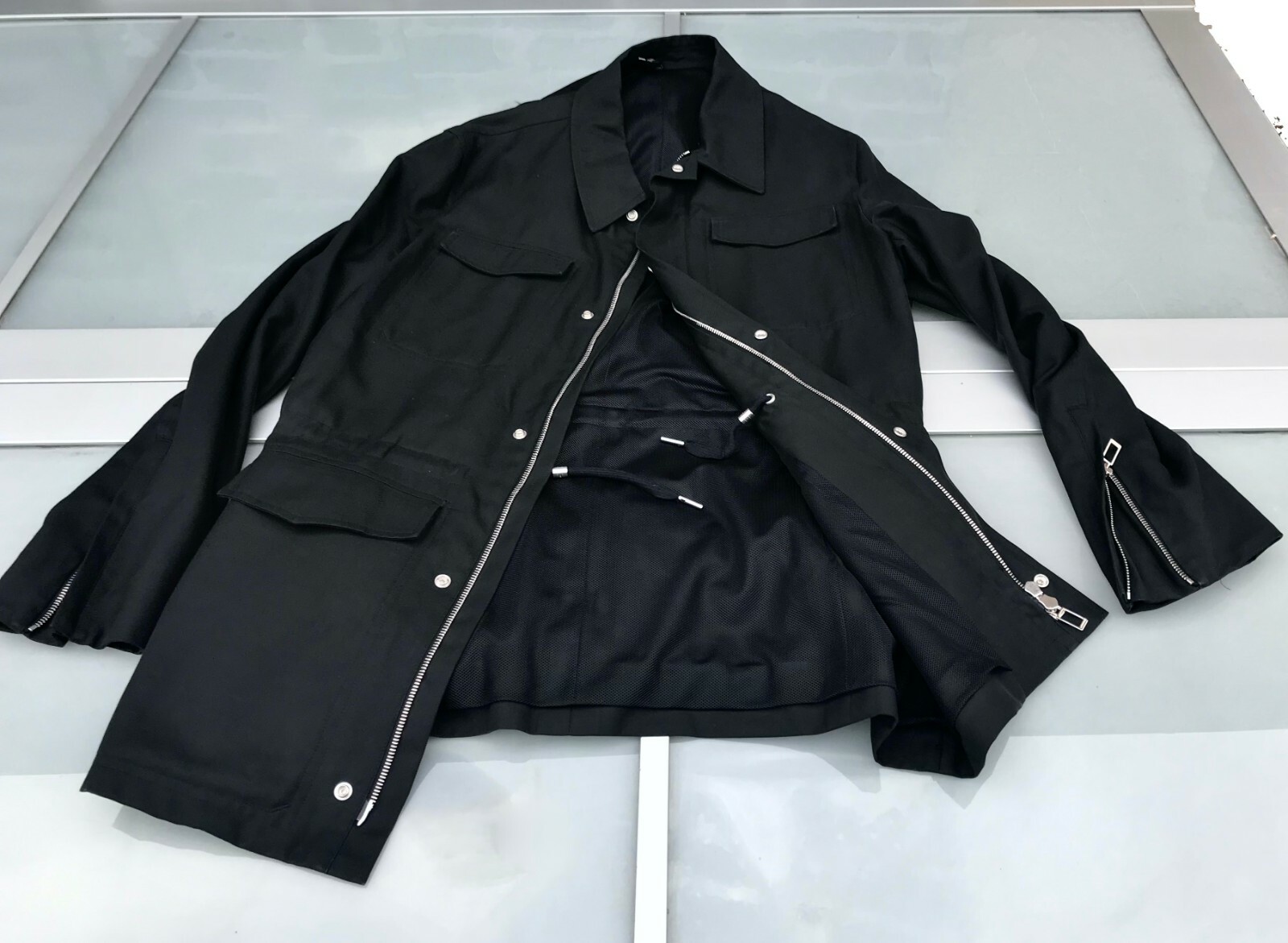 UltraRare & Great Dior Homme SS13 Solid Black MultiZip Drawstring Safari  Jacket
