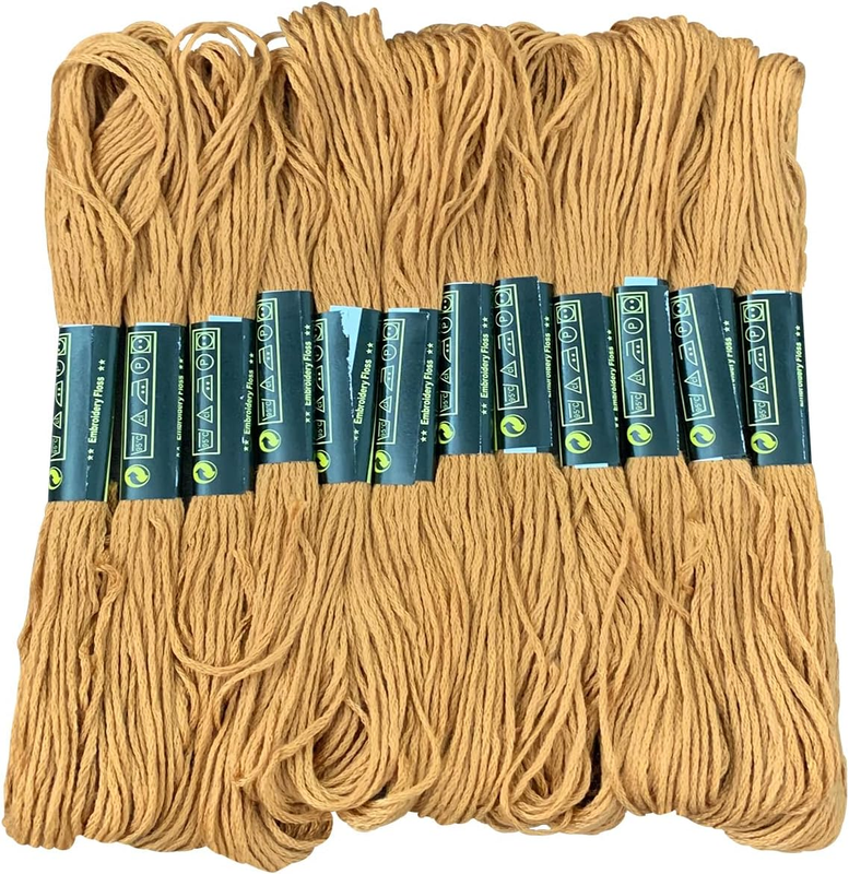 12 Skeins Embroidery Floss Brown Color, Friendship Bracelet String Cross Stitch