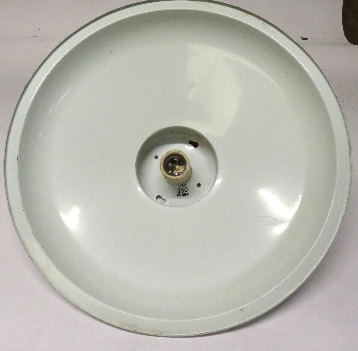 Vintage porcelain enamel light fixture white 16