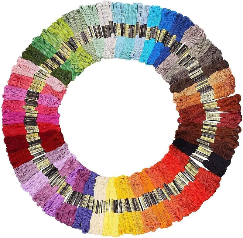 100 Skeins Multicolor Embroidery Floss Thread - 6 Strands 8.75Yd per Skein, Rain