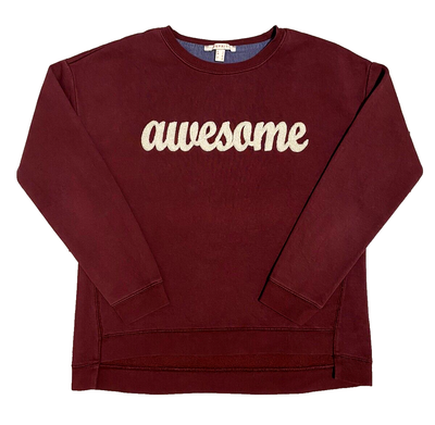ESPRIT VINTAGE WOMENS SWEATSHIRT LONG SLEEVE CREW NECK BURGUNDY