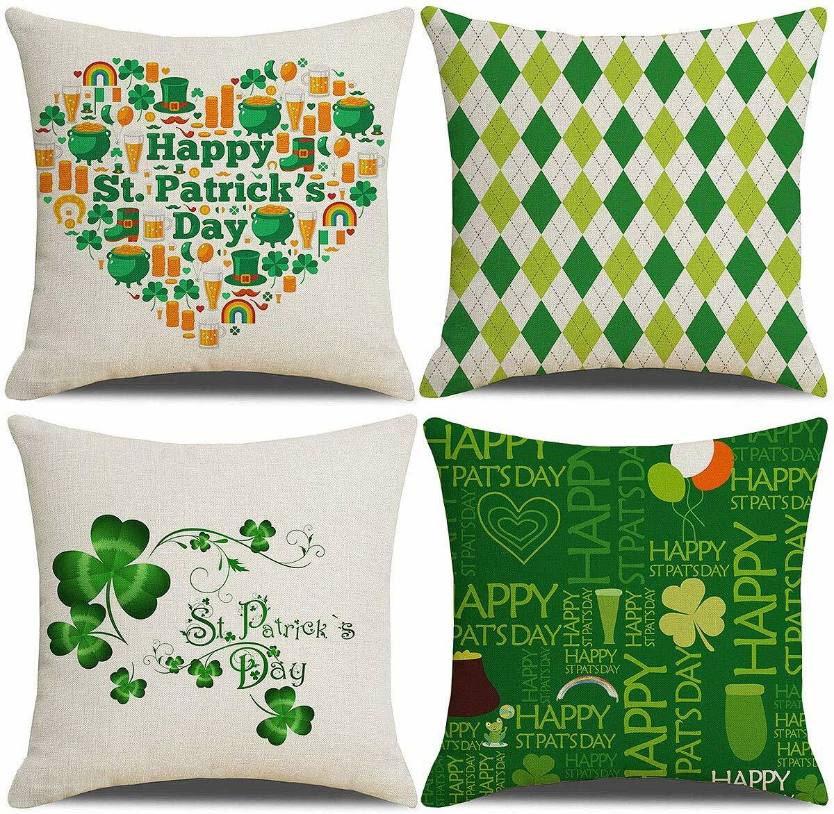 Cotton Solid Throw Pillow Covers 18 X 18 Bright Green For Sale