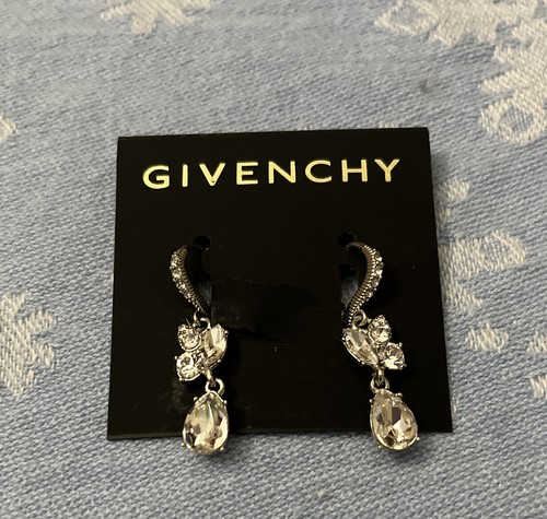 アクセサリー Vintage GIVENCHY Silver Drop Earrings $45 Givenchy silver tone clear & blue crystal teardrop drop