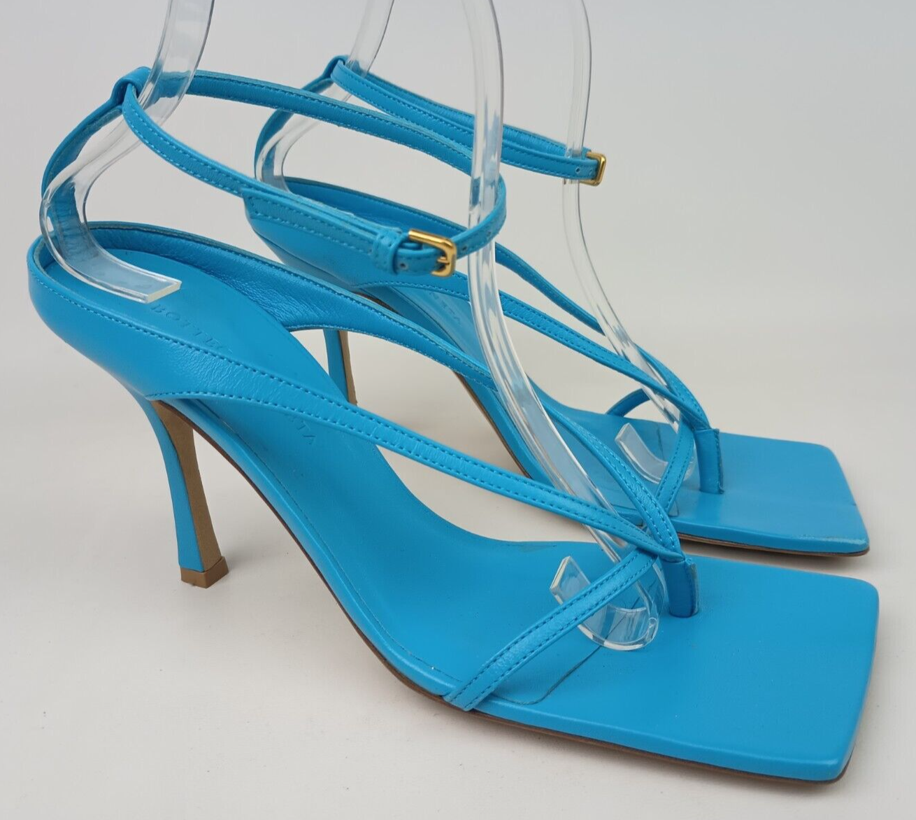 Bottega Veneta Stretch Square Toe Sky Blue Ankle Strap