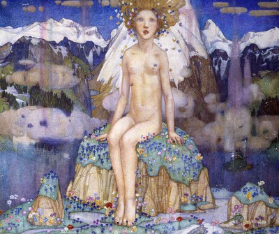 Edward Reginald Frampton ''Love in the Alps'' chest Blue Artwork PAPER or CANVAS