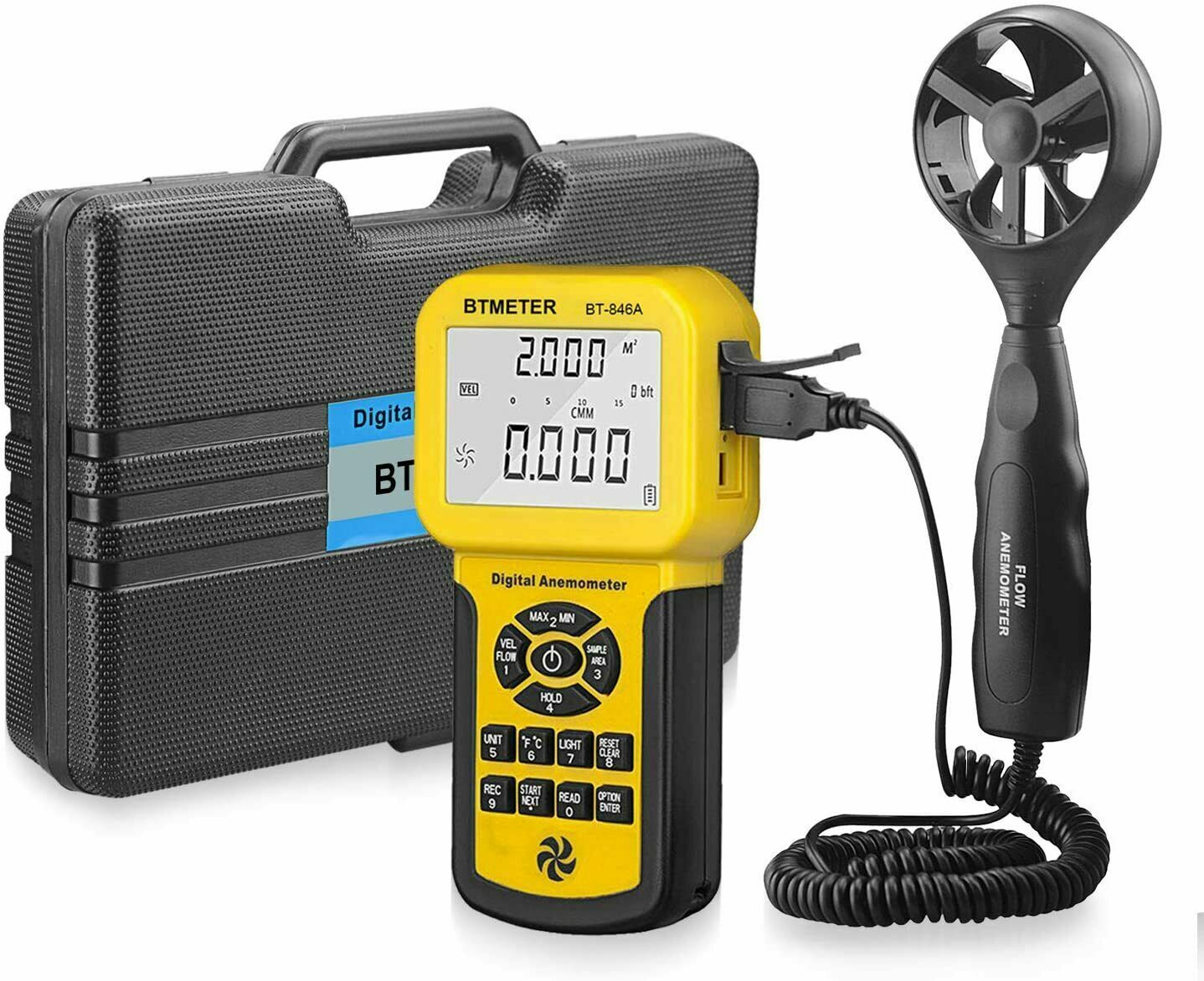 Handheld Digital Windmesser Lufttemperatur Anemometer HVAC CFM Tester mit Koffer