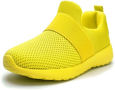CAIQDM Boys Girls Trainers Kids Walking Lightweight Sneakers Casual yellow UK7.5