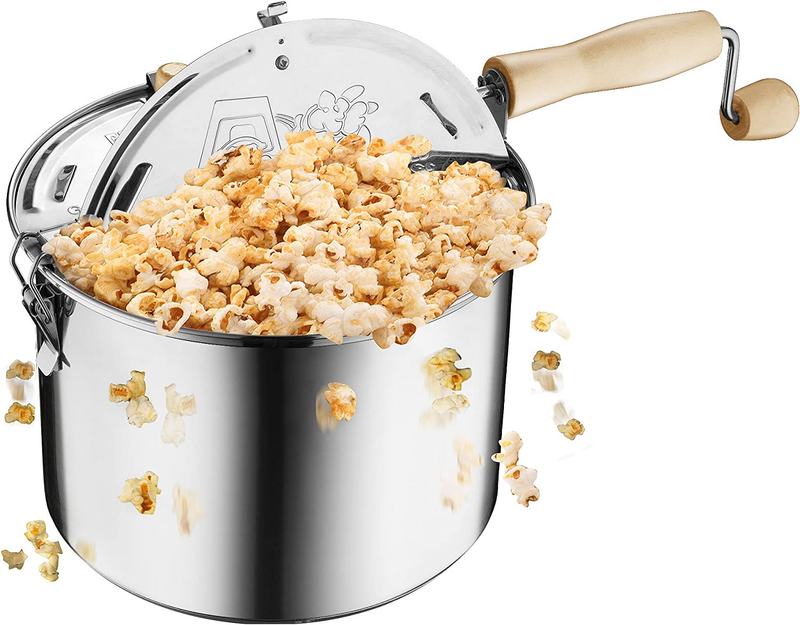 Great Northern Original Stove Top Popcorn Popper STAINLESS STEEL 6 1/2 Quart