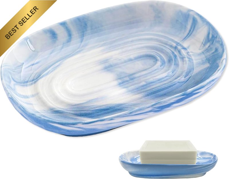 Ceramic Soap Dishes Decorative Bar Soap Holder with Marble Texture Soap Tray for