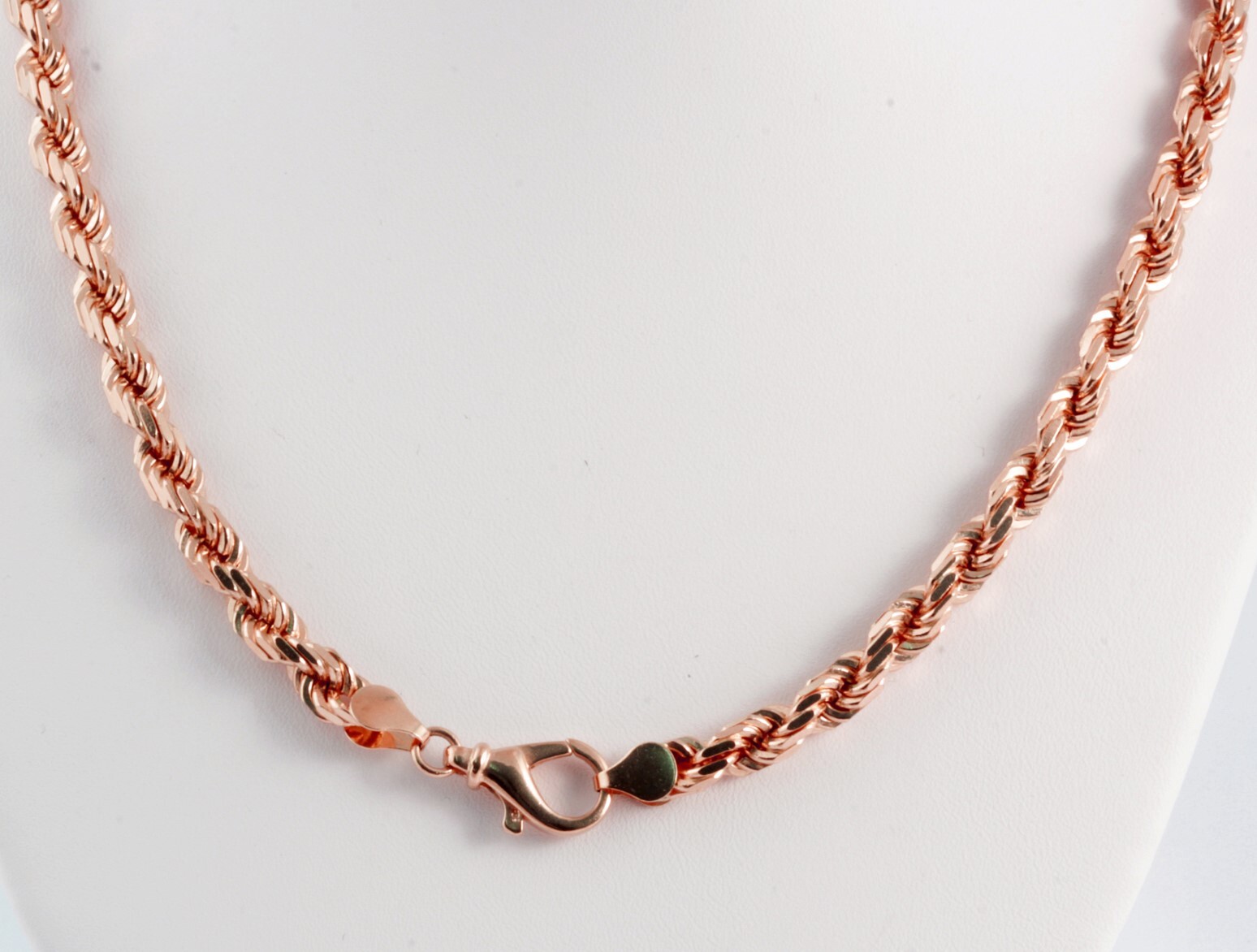 Pre-owned Gd Diamond 52.4gm 14k Solid Gold Rose Men's Women's Diamond Cut Rope Chain Necklace 20" 6mm In Pink