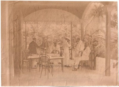 Haïti.Port au Prince."Réception d'amis".Photo originale Citrate 10,5x14,3cm.1904