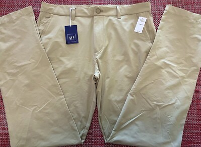 GAP Men s Tan Flat Front Slim Flex Fit Nylon Tech Pants 34x34 New With Tags!!!