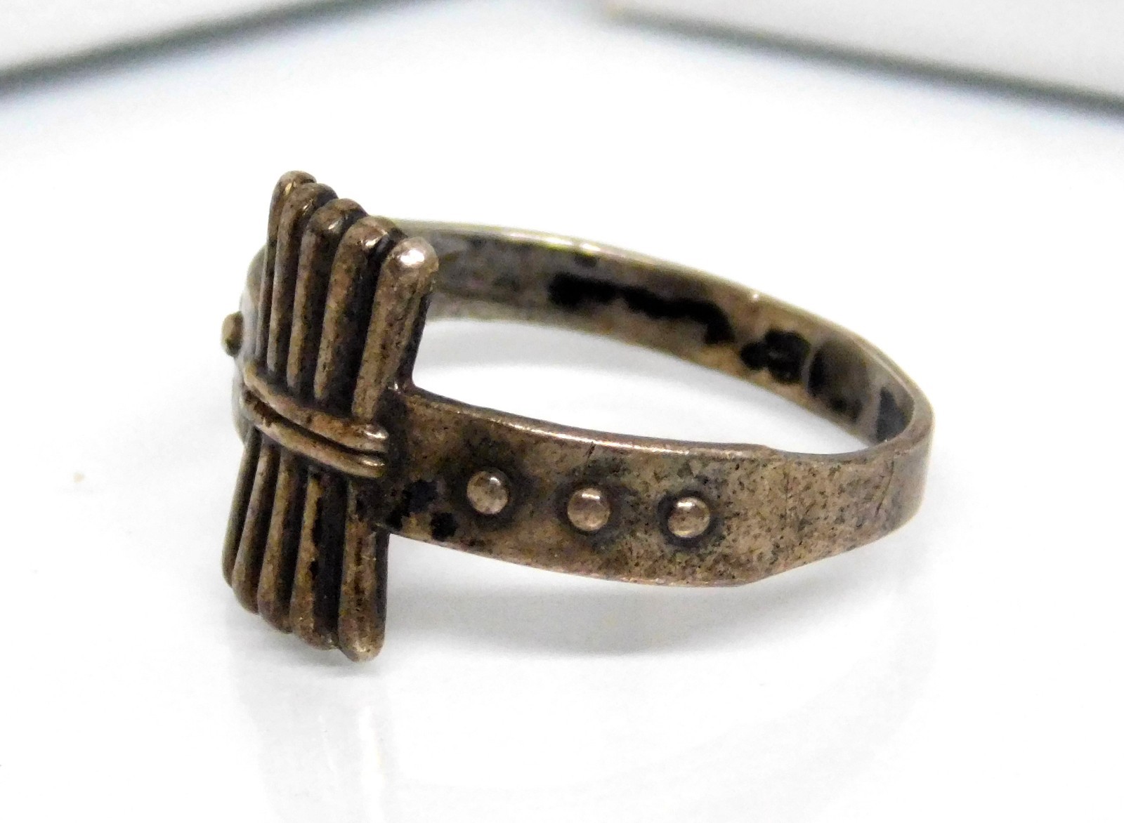 Antique Art Deco Sterling Silver Designer Signed Band RIng Sz 6.5