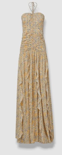 Pre-owned Veronica Beard $998  Women's Yellow Lucine Paisley Halter Silk Maxi Dress Size 10