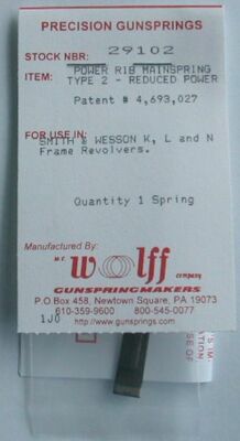 29102 WOLFF FITS S&W K L N REDUCED POWER MAINSPRING - NEW - FREE SHIP!