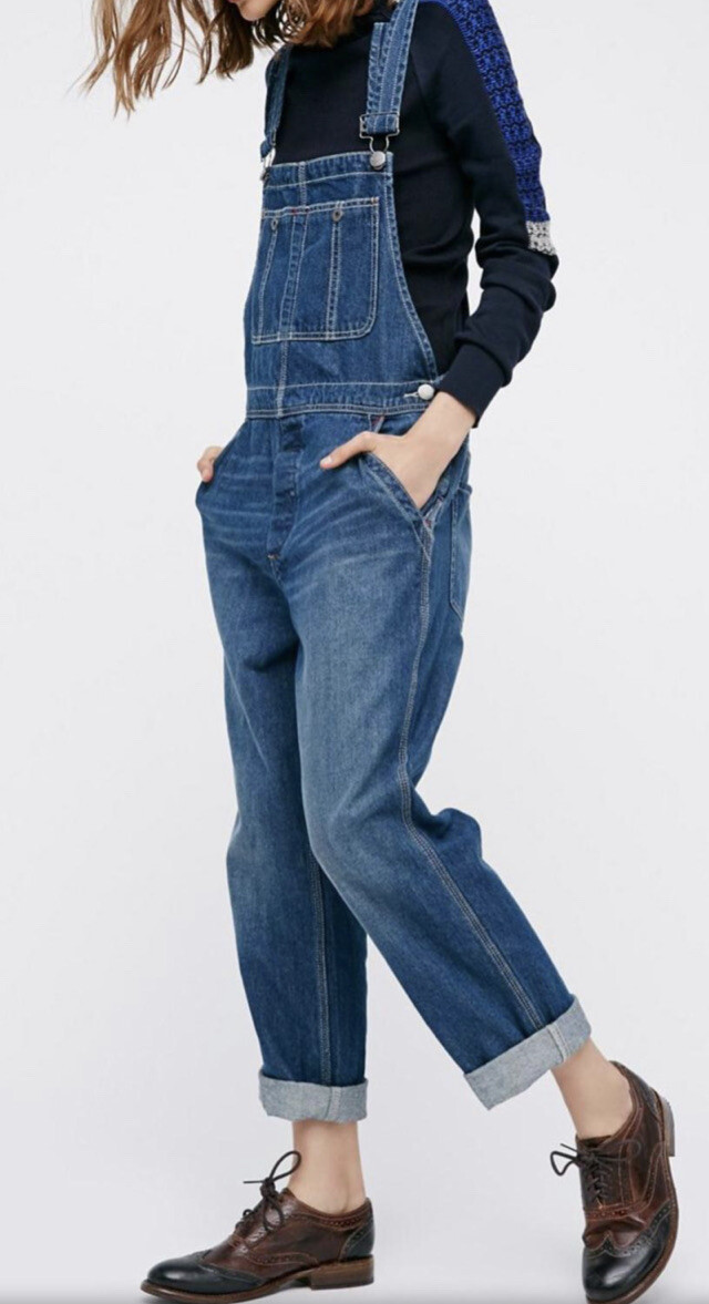 

Джинсовый комбинезон Free People Boyfriend Свободные джинсовые шорты с регулируемыми бретелями  NWT, Blue denim